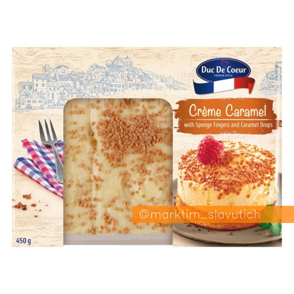 Десерт крем-карамель на бісквітному печиві з карамельними краплями DUC DE COEUR (450 г)