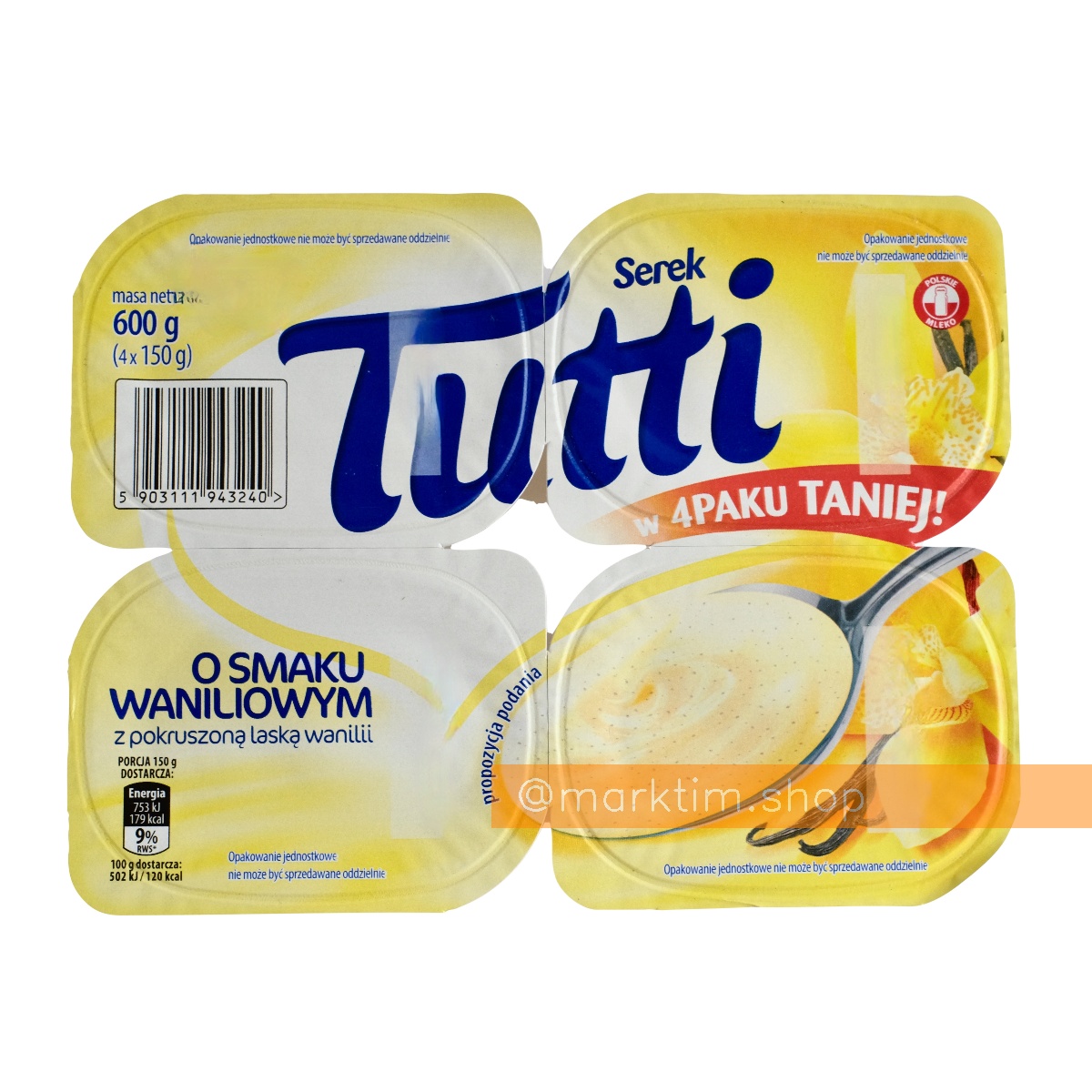 Творожный десерт со вкусом ванили Tutti (4х150 г)