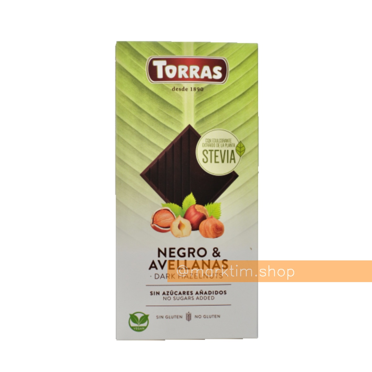 Шоколад черный на стевии с лесным орехом Torras (125 г)