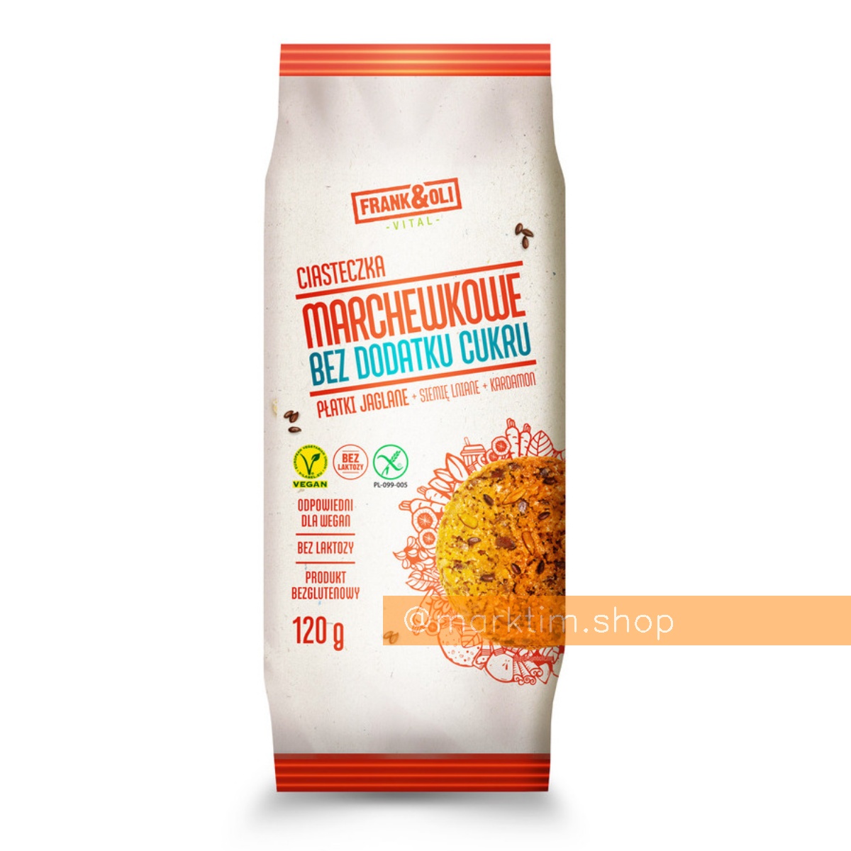 Морквяне веганське печиво без глютену Frank&Oli (120 г)