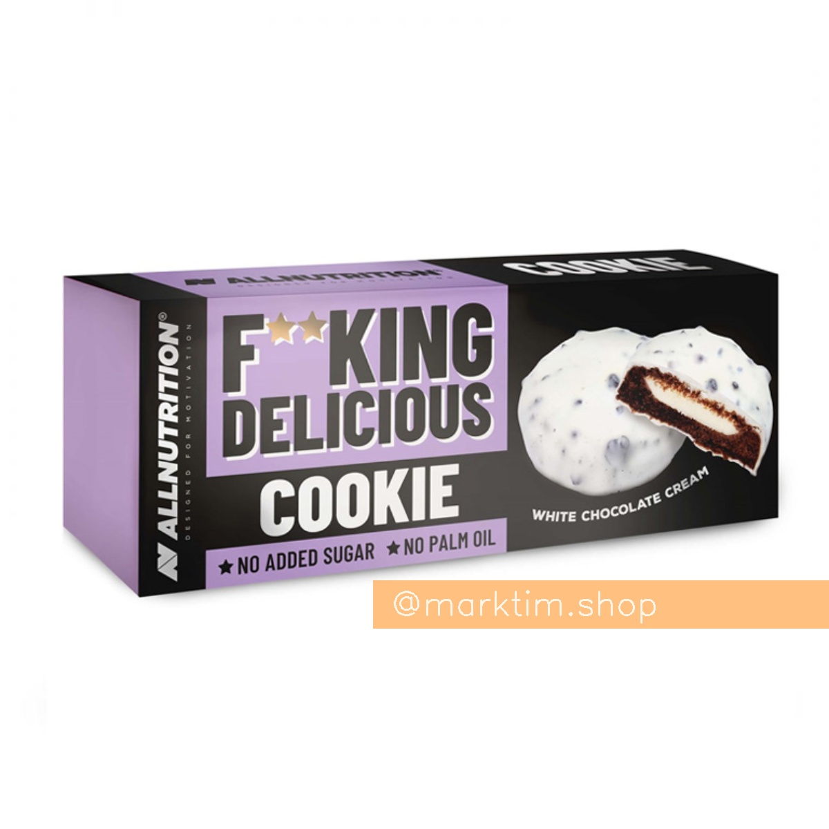 Печенье без сахара с белым кремом White Choco Cream Fitking Delicious ALL NUTRITION (128 г)