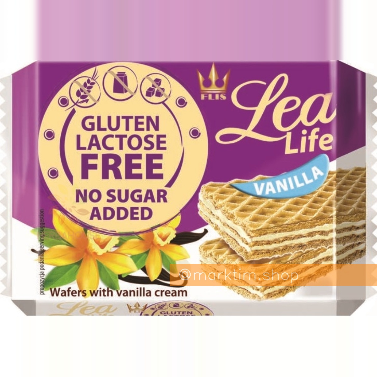 Вафлі з ванільною начинкою без лактози, глютену, цукру Lea Life (95 г)