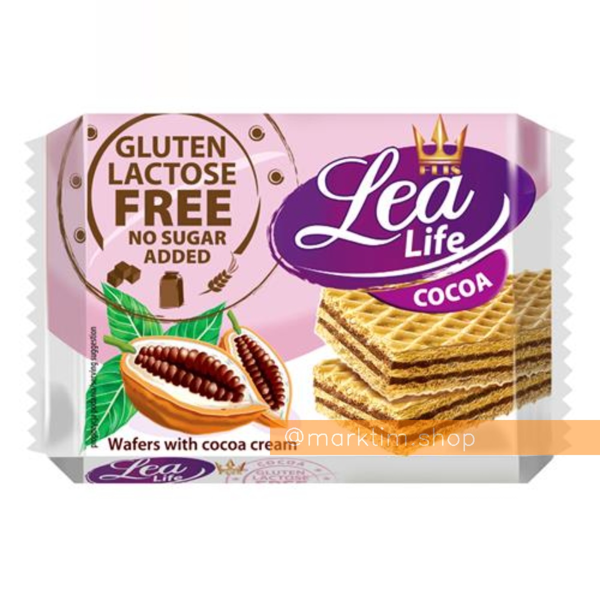 Вафлі з какао начинкою без лактози, глютену, цукру Lea Life (95 г)