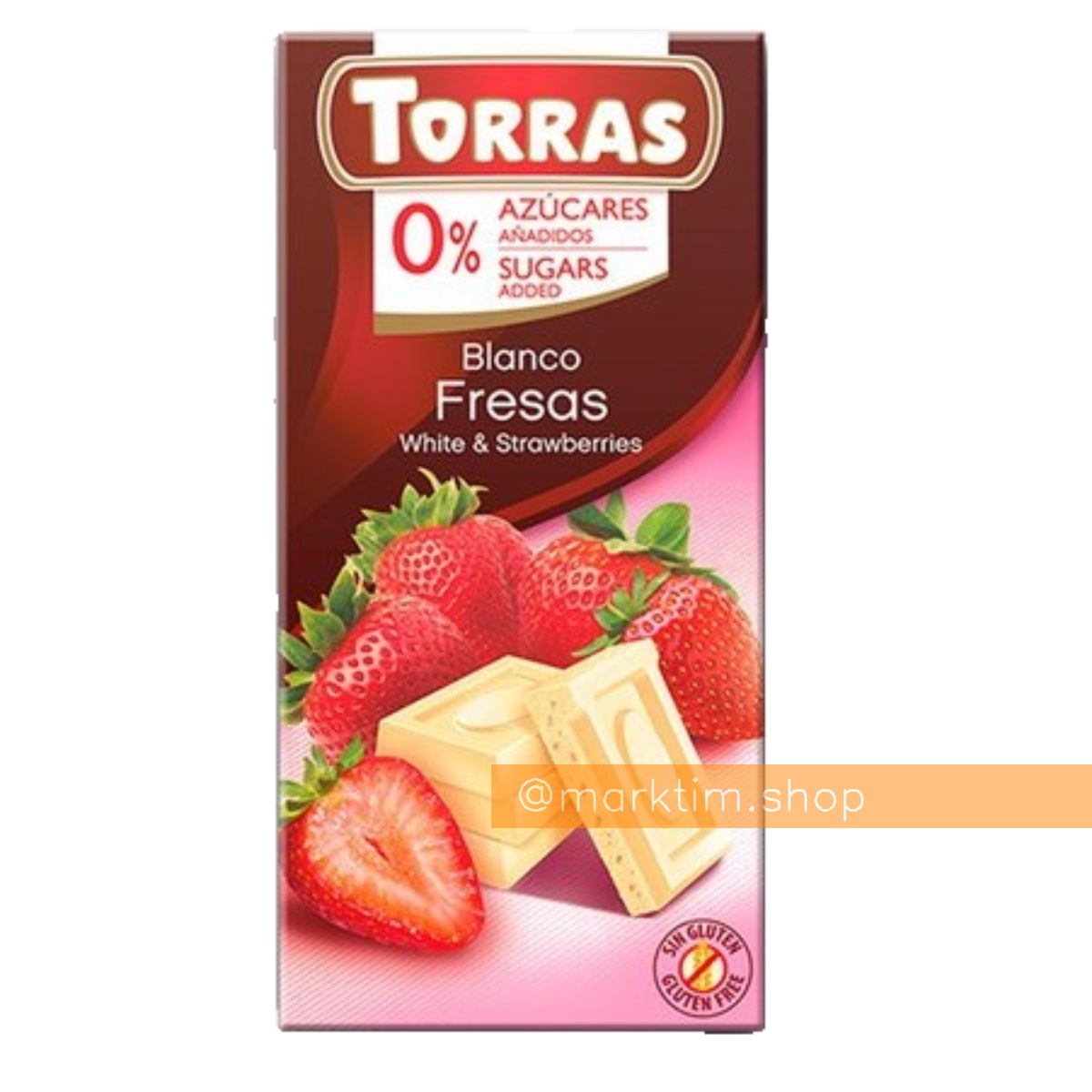 Шоколад белый с клубникой без сахара Torras (75 г)