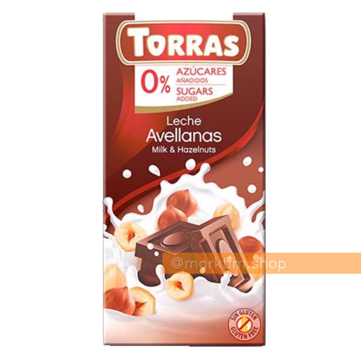 Шоколад молочный с лесным орехом без сахара Torras (75 г)