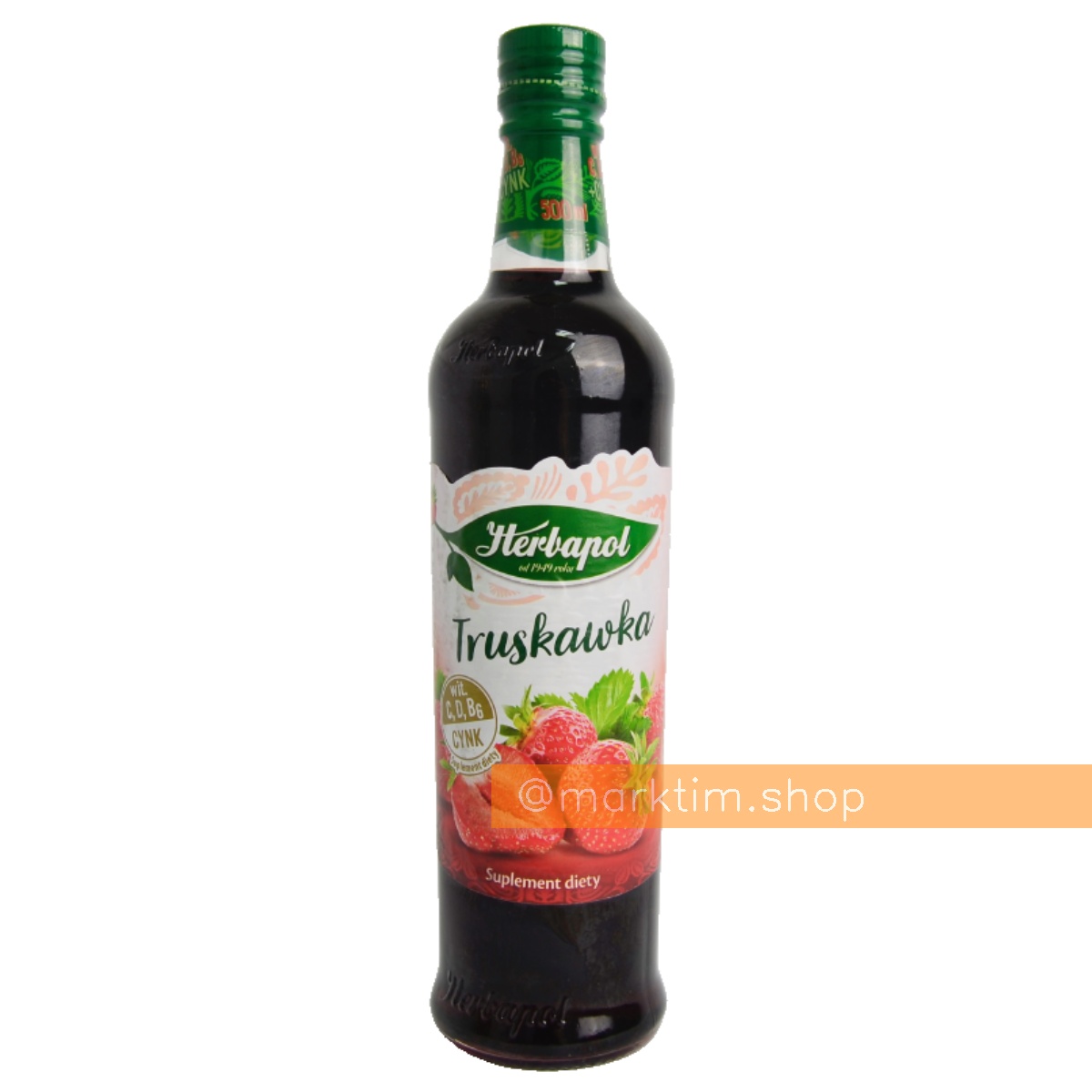 Сироп клубничный с витаминами и микроэлементами HERBAPOL (500 мл)
