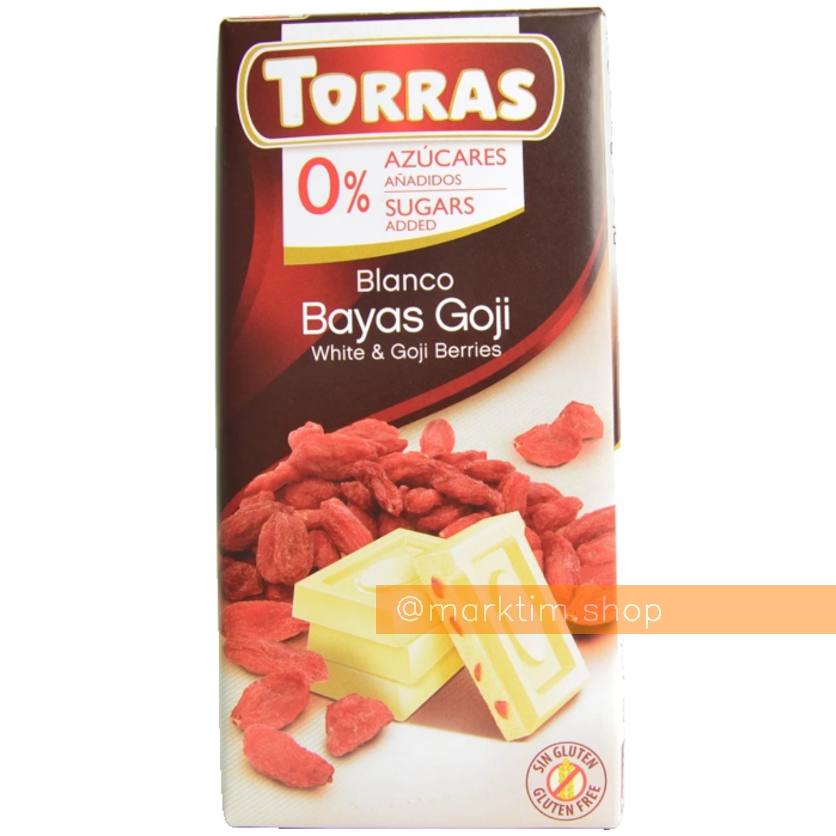 Шоколад белый с ягодами годжи без сахара Torras (75 г)