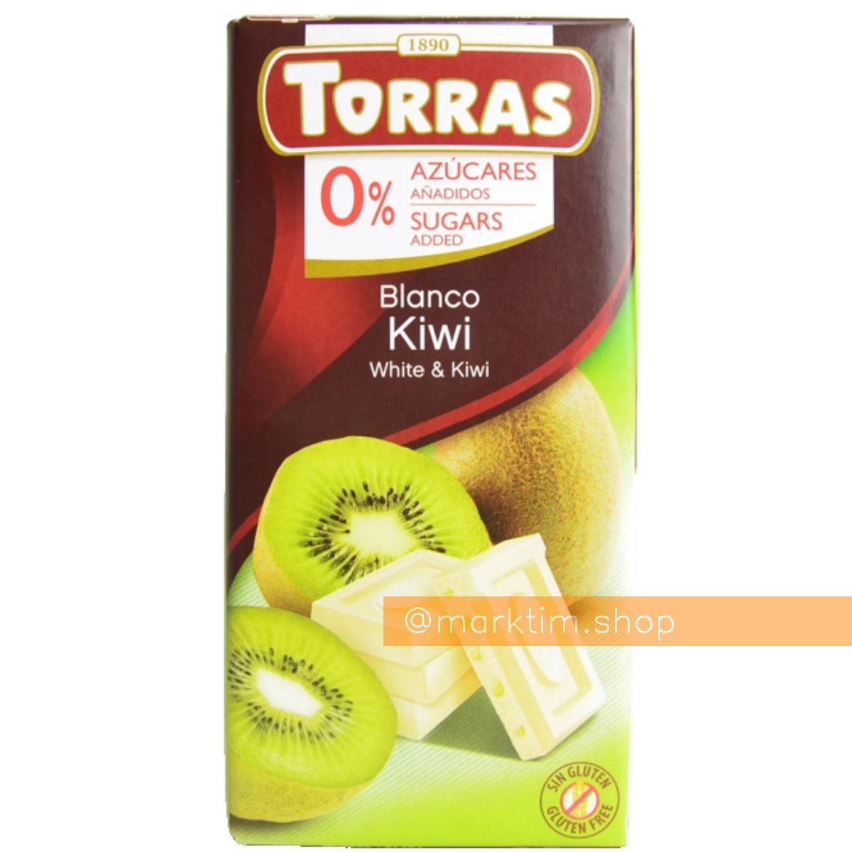 Шоколад белый с киви без сахара Torras (75 г)