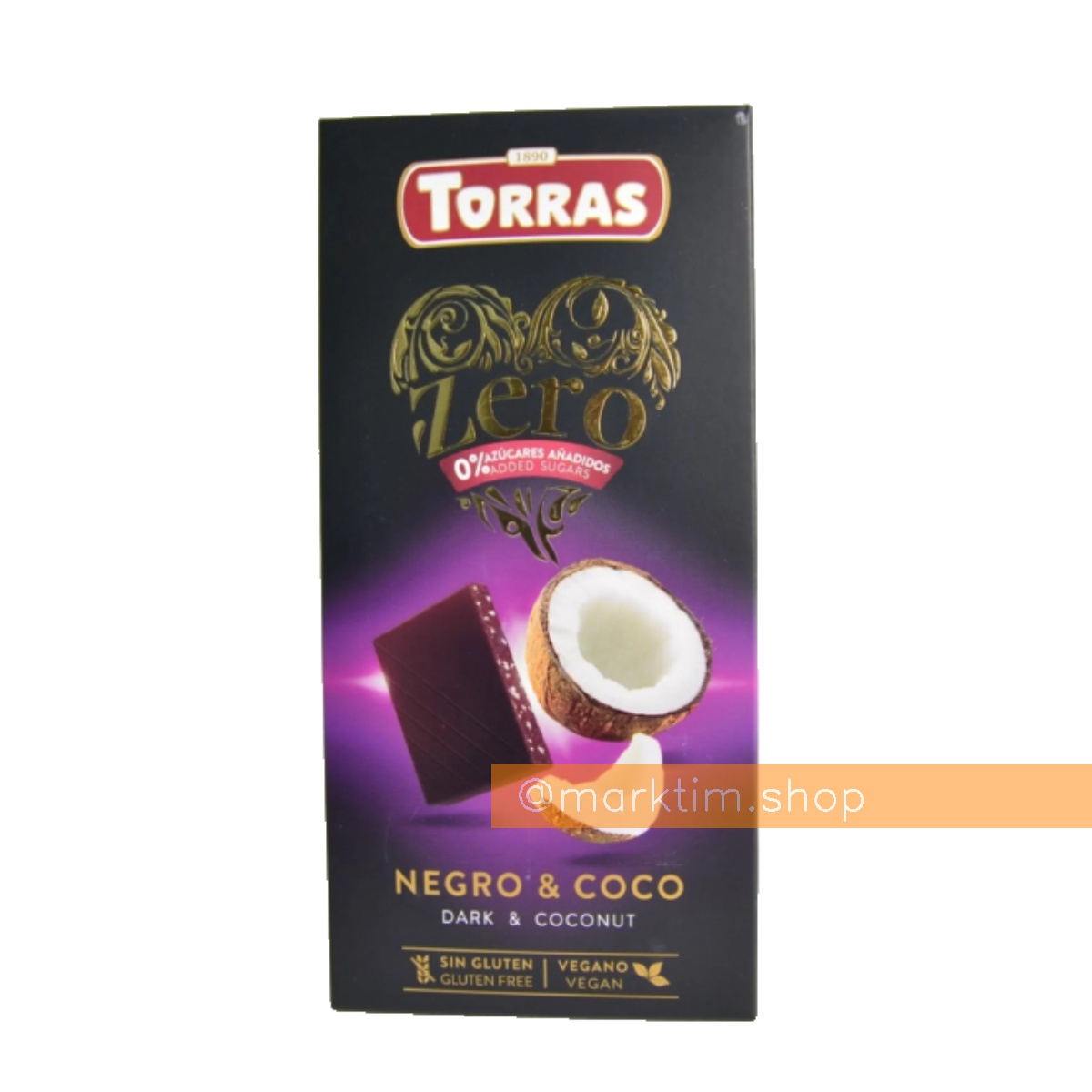Шоколад черный с кокосом без сахара ZERO Torras (125 г)