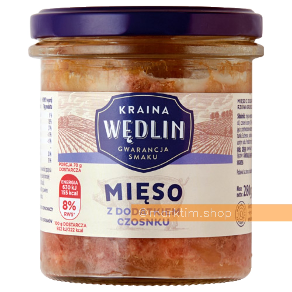 Тушонка 84% м'яса з часником Kraina Wedlin (280 г)