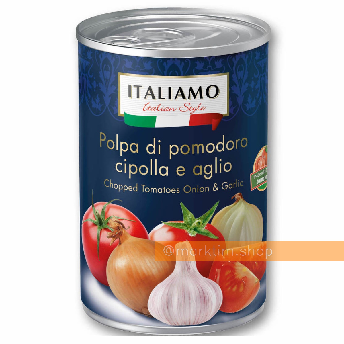 Томаты кубиками с луком и чесноком Italiamo (400 г)