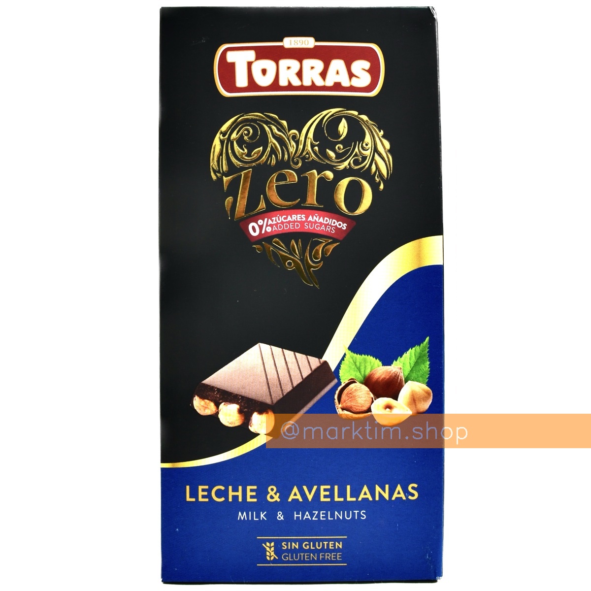 Шоколад молочний 34% з фундуком без цукру Zero Torras (150 г)