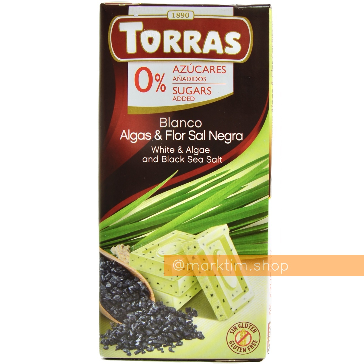 Шоколад белый с водорослями и черной солью TORRAS (75 г)