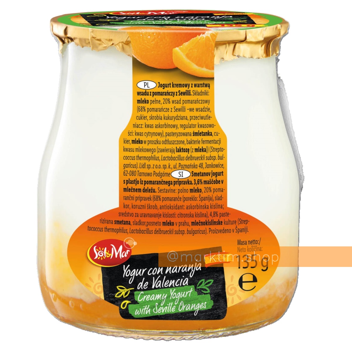 Кремовий йогурт з апельсином із Севільї SOL&MAR (135 г)