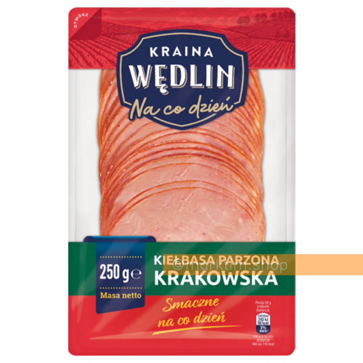 Краковская вареная колбаса, нарезка Kraina Wedlin (250 г)