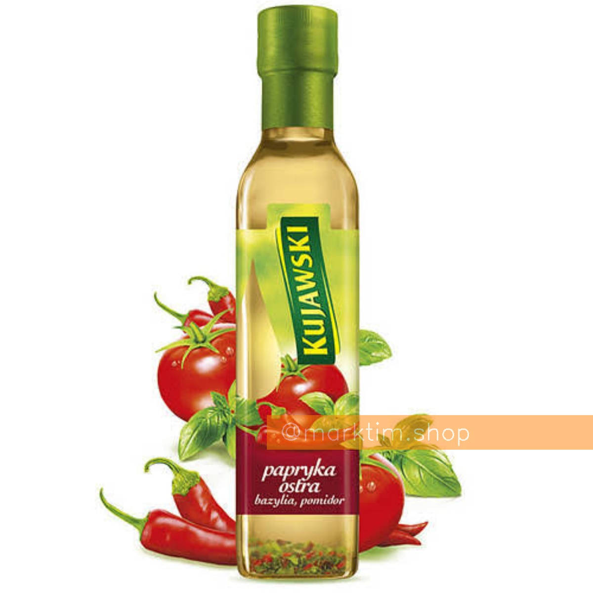 Вкусовое рапсовое масло с острым перцем, базиликом и томатами KUJAWSKI (250 мл)