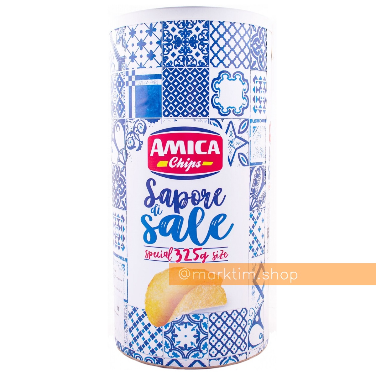 Гигантская упаковка картофельных чипсов Sapore di Sale -50% меньше соли Amica (325 г)
