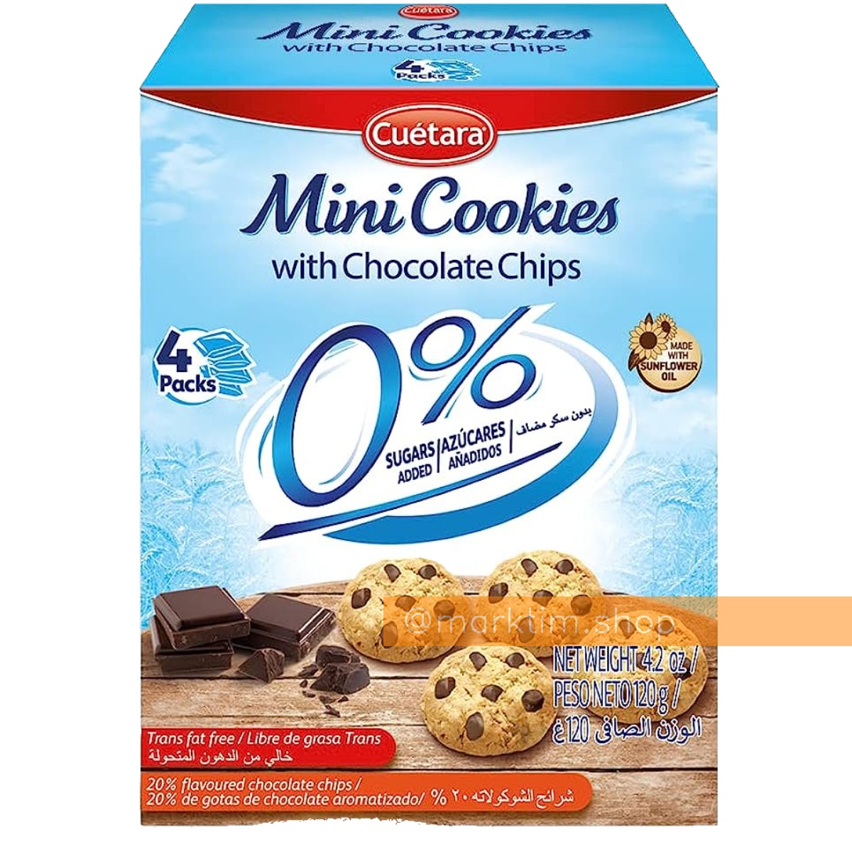 Міні-печиво з шоколадними краплями без цукру Mini Cookies CUETARA (120 г)