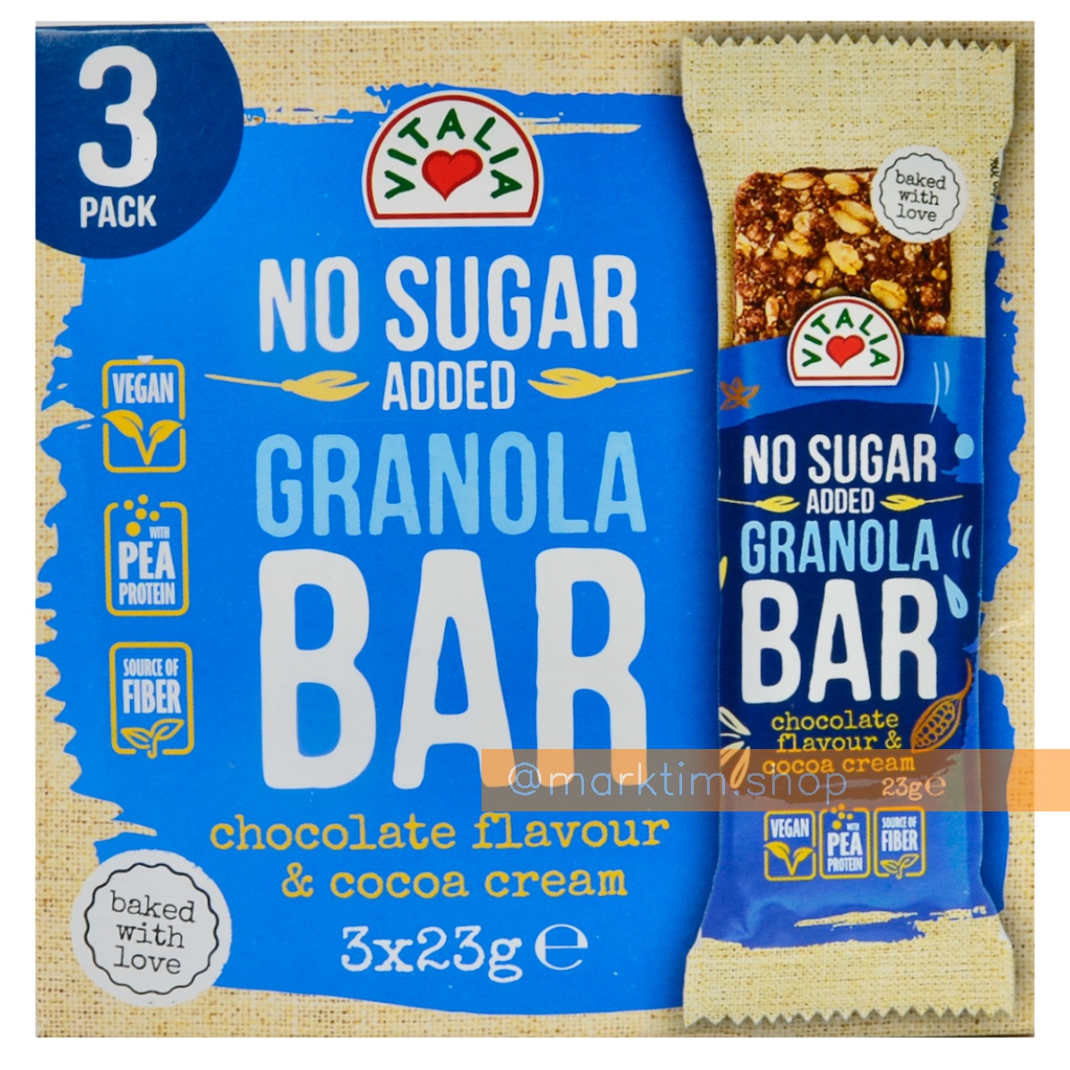 Батончики гранола без цукру Шоколад і какао-крем VITALIA (3х23 г)