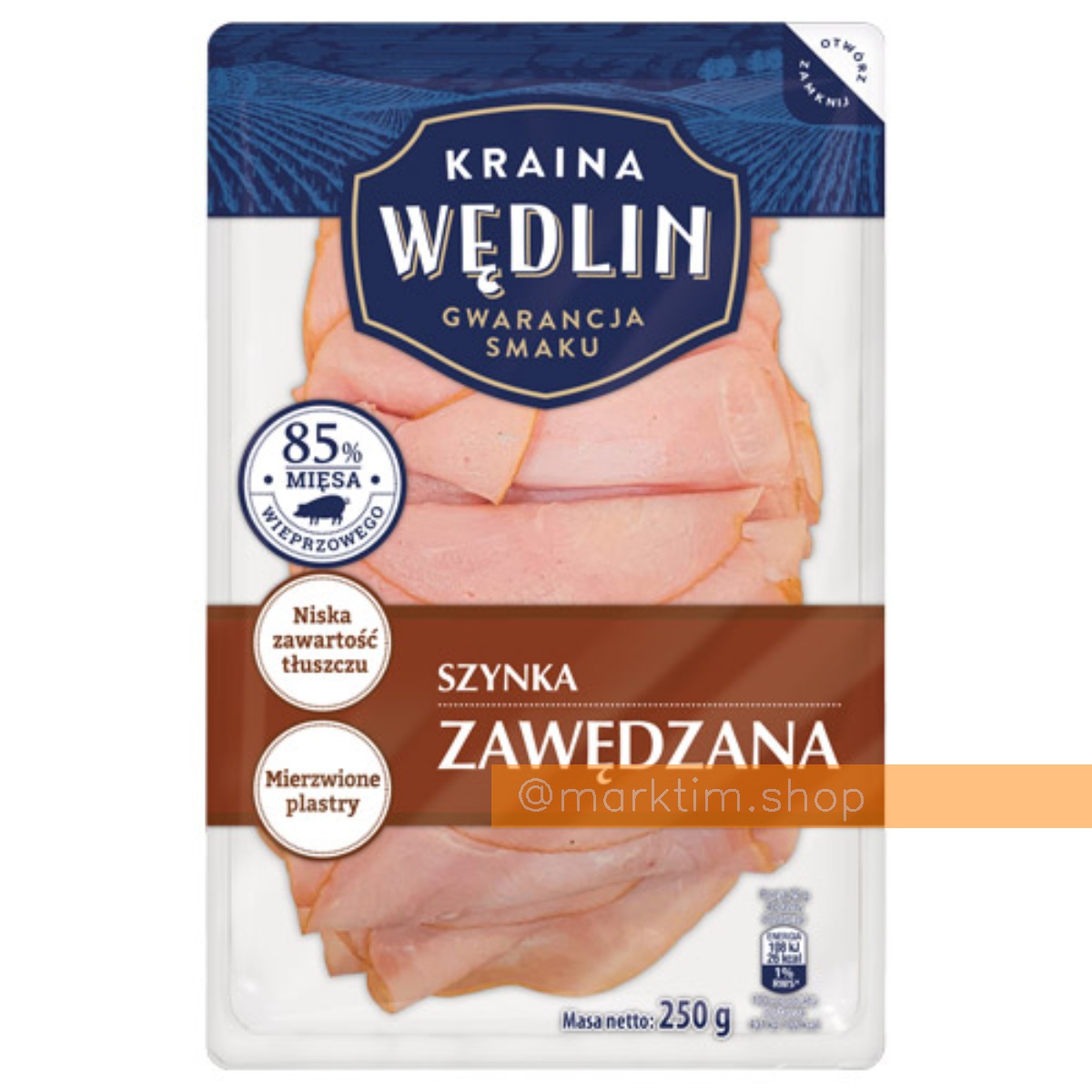 Ветчина копчёная, нарезка KRAINA WEDLIN (250 г)