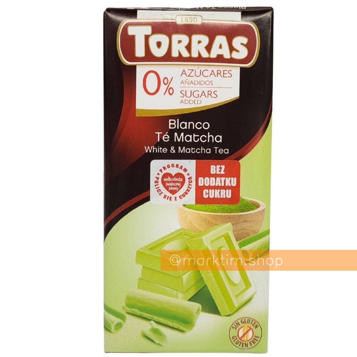 Шоколад белый с чаем матча без сахара Torras (75 г)