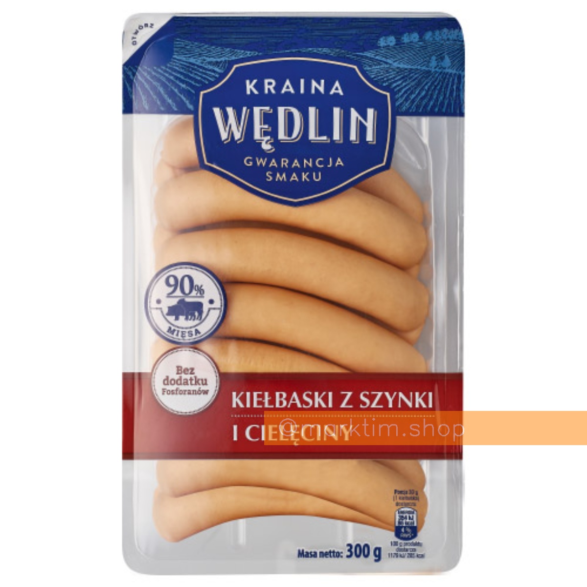 Колбаски из ветчины и телятины 90% мяса Kraina Wedlin (300 г)