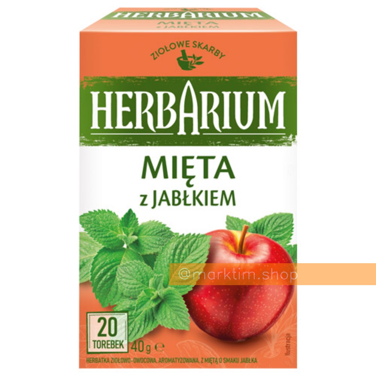 Трав'яний чай М'ята з яблуком у пакетиках Herbarium (20 шт)