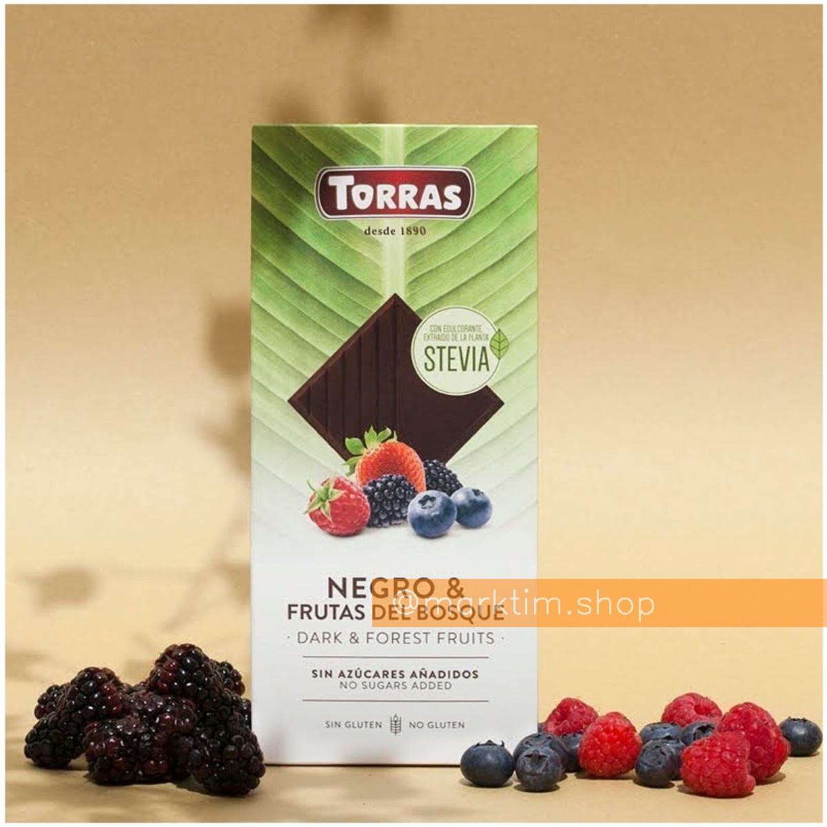 Шоколад чорний на стевії з ягодами Torras (125 г)