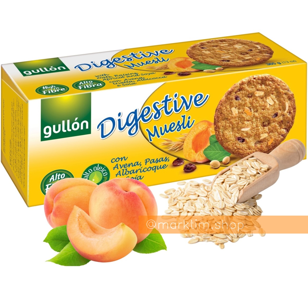 Злаковое печенье с абрикосом и соей Digestive Muesli Gullon (365 г)