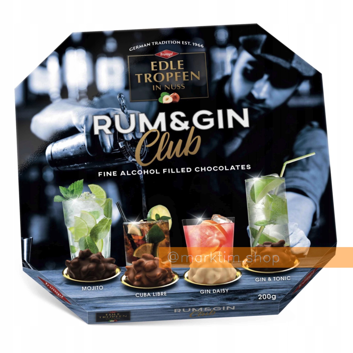Шоколадні цукерки з алкоголем Edle Tropfen Rum & Gin Club Trumpf (200 г)