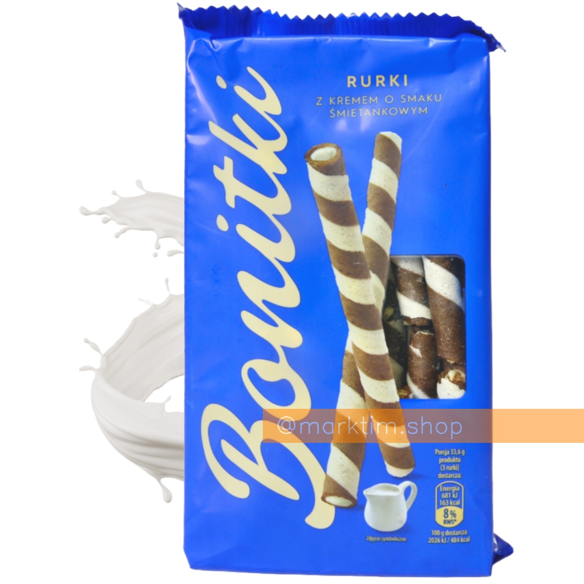 Вафельные трубочки со сливочным кремом (зебра) Bonitki (280 г)