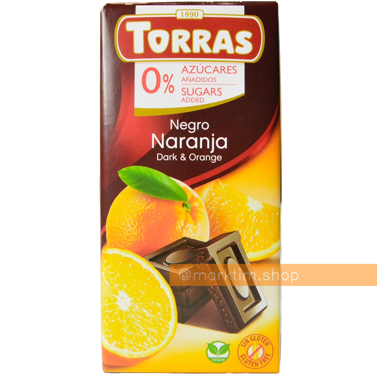 Шоколад черный с апельсином без сахара Torras (75 г)