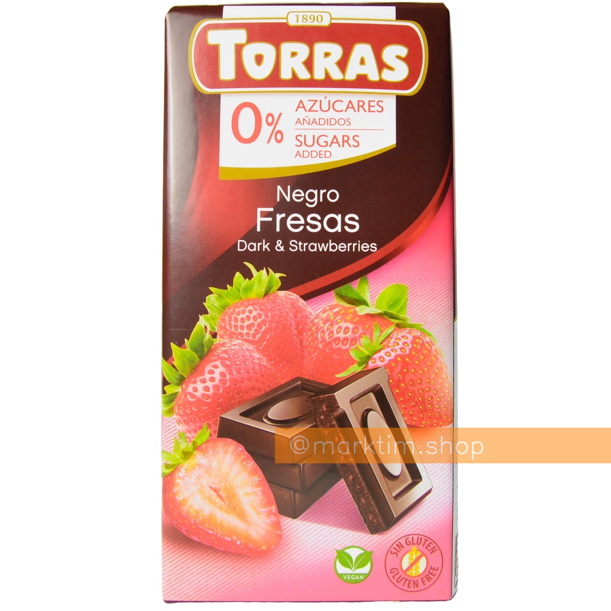 Шоколад черный с клубникой без сахара Torras (75 г)