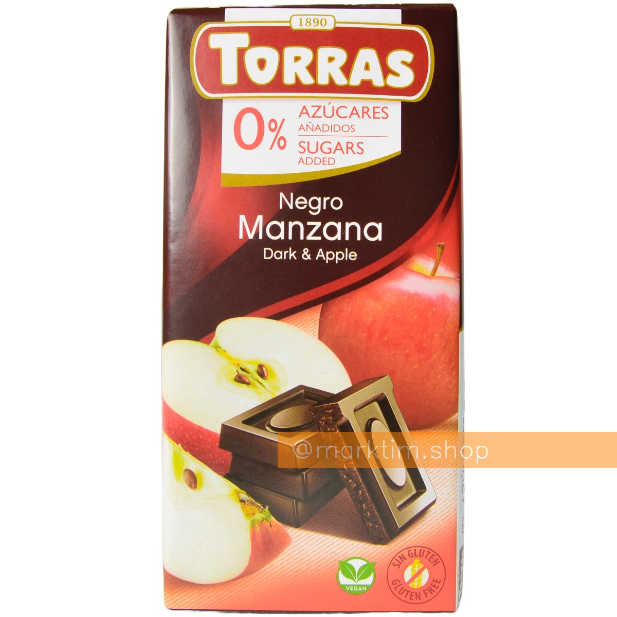 Шоколад черный с яблоком без сахара Torras (75 г)