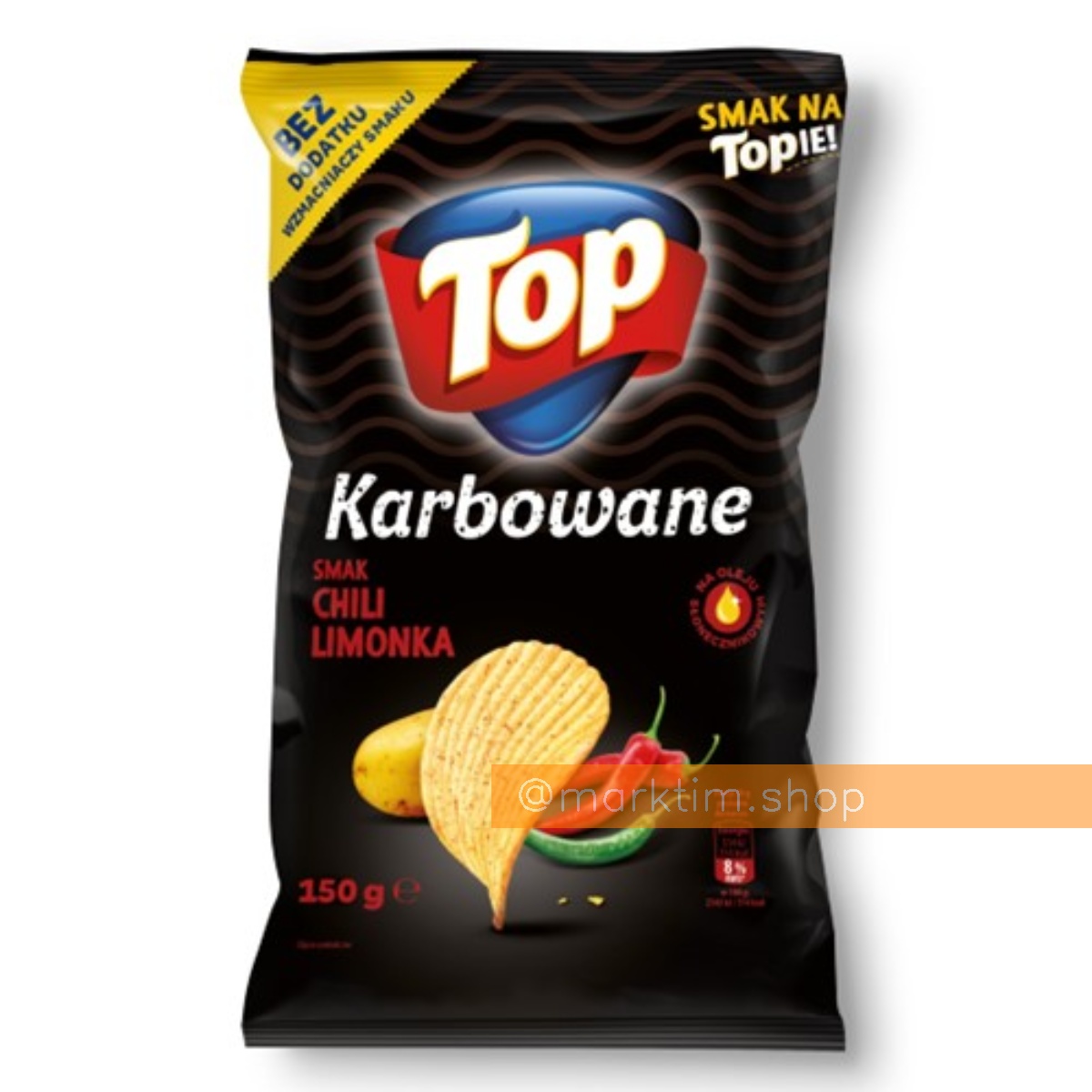 Чипсы картофельные со вкусом чили-лайм гофрированые TOP (150 г)