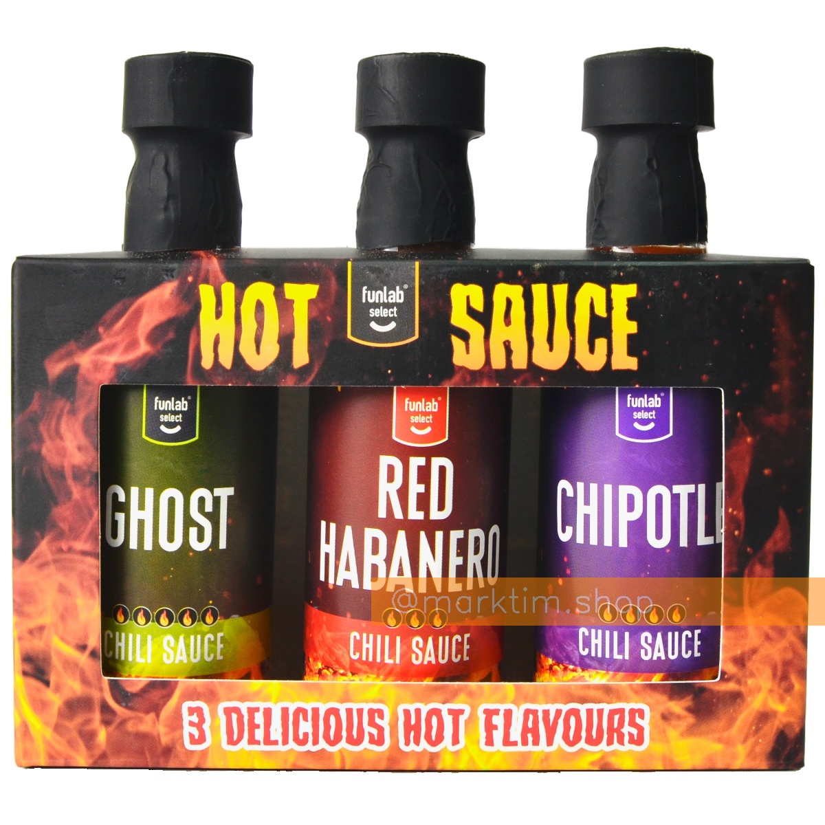 Набор острых соусов Chipotle, Ghost, Red Habanero FUNLAB (3x45мл)