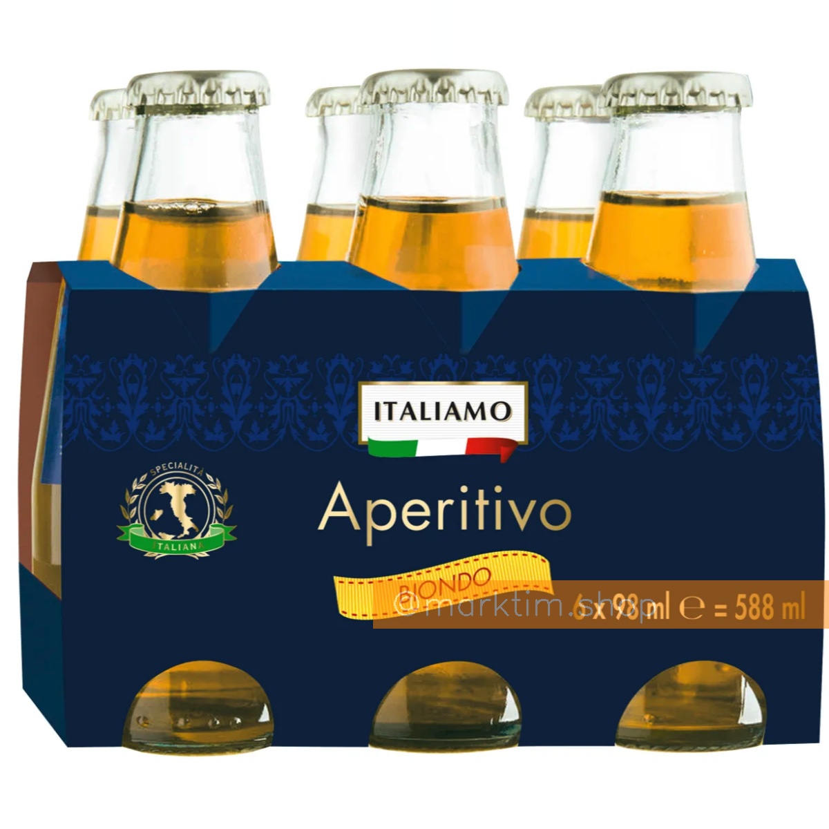 Освежающий напиток аперитив Белый Biondo б/а Rosso ITALIAMO (6x98 мл)
