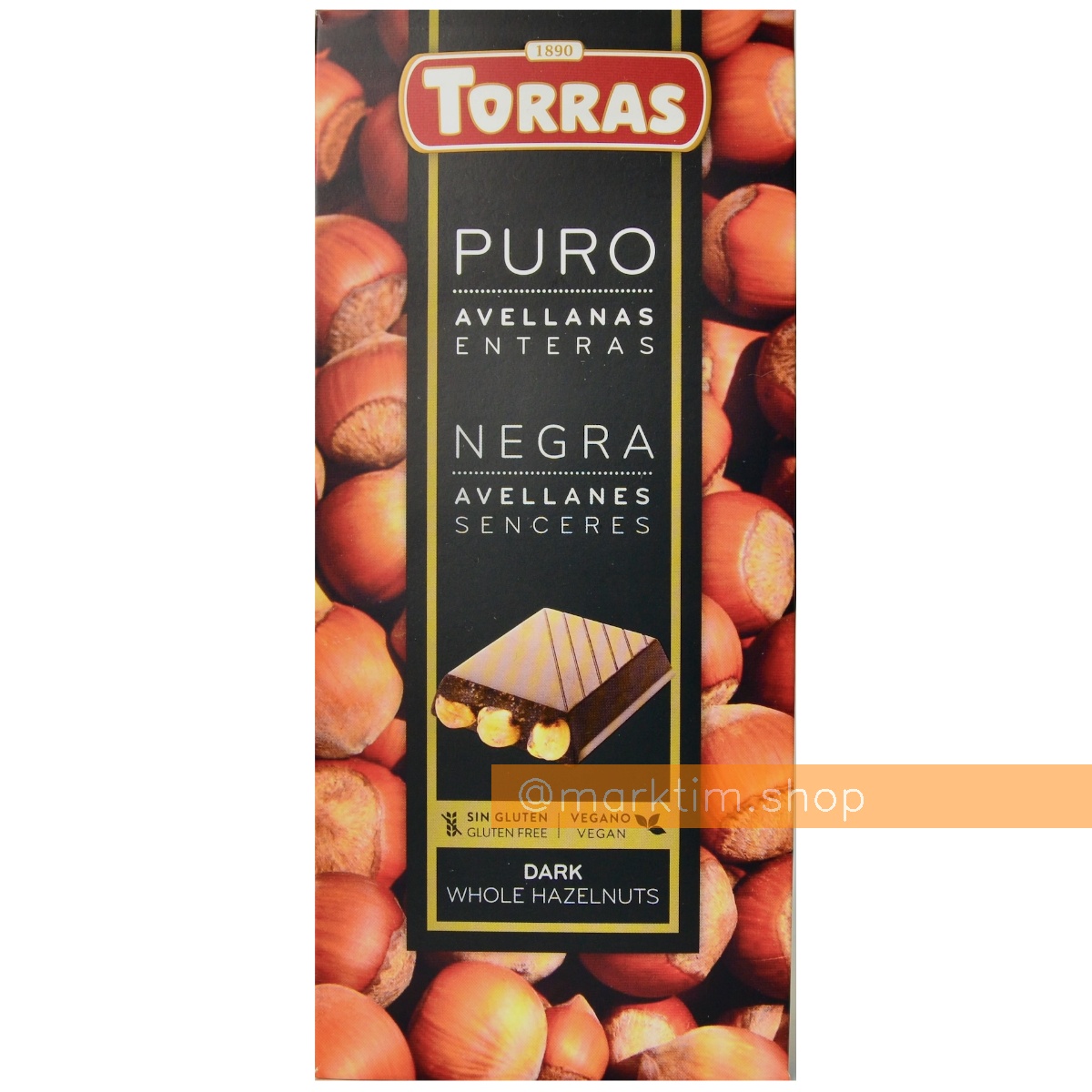Шоколад черный с цельным лесным орехом Torras (150 г)