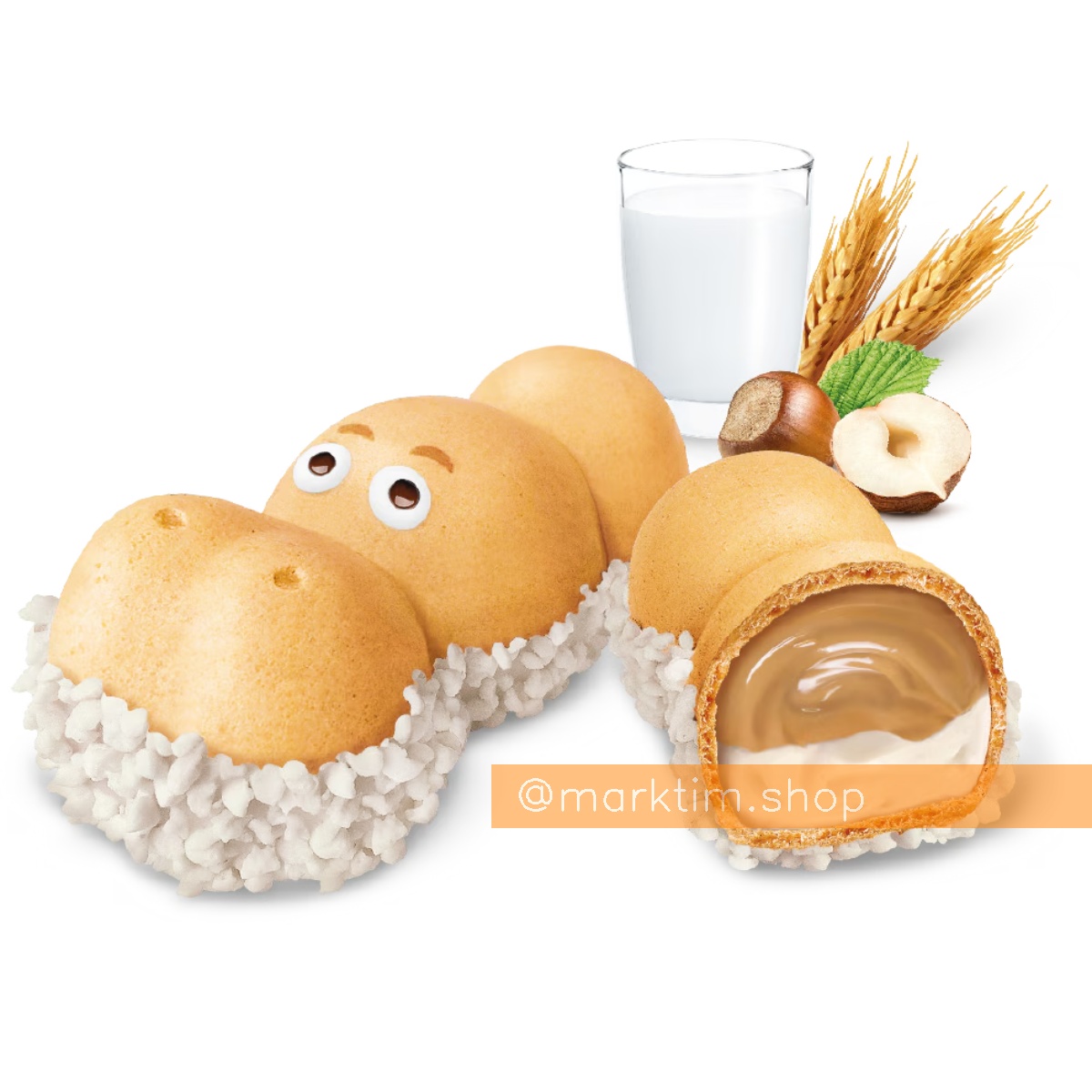 Вафельные бегемотики с ореховым кремом Happy Hippo KINDER (20 г)