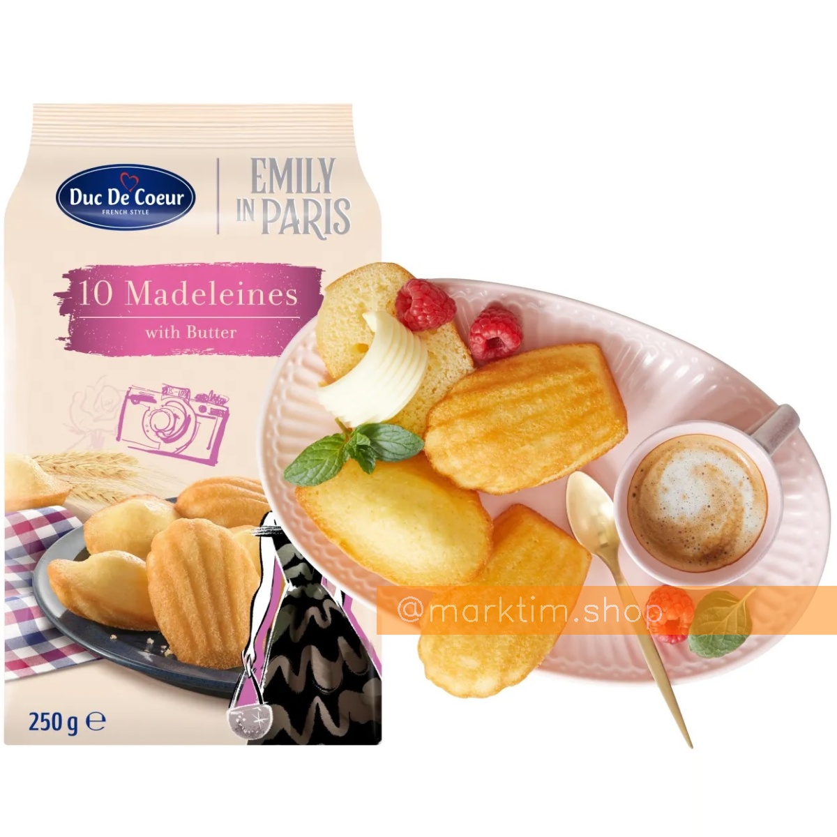 Печенье с маслом натуральное Мадлен 10 Madeleines Emily in Paris DUC DE COEUR (250 г)