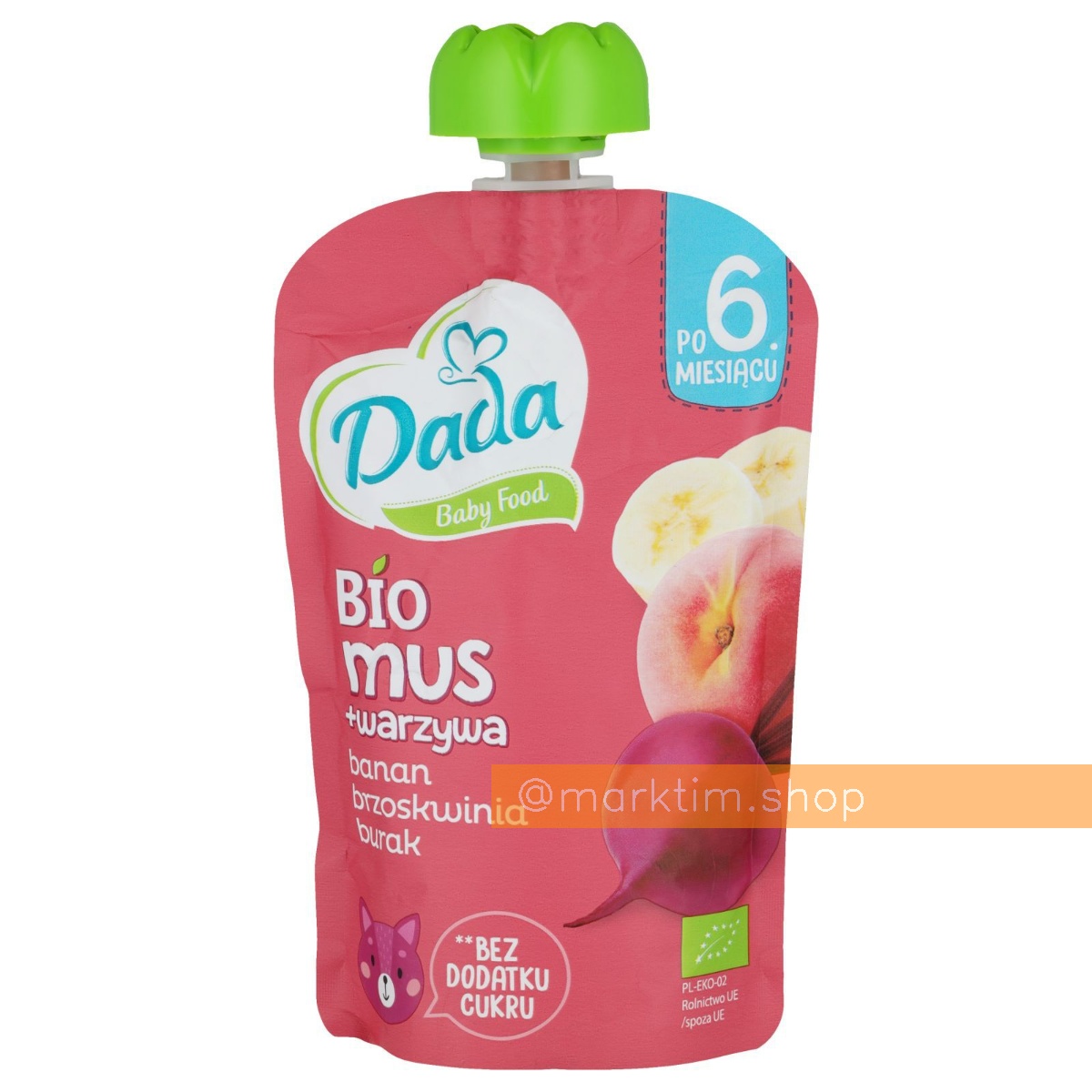 Фруктово-овощной мусс BIO банан, персик, буряк Dada (100 г)
