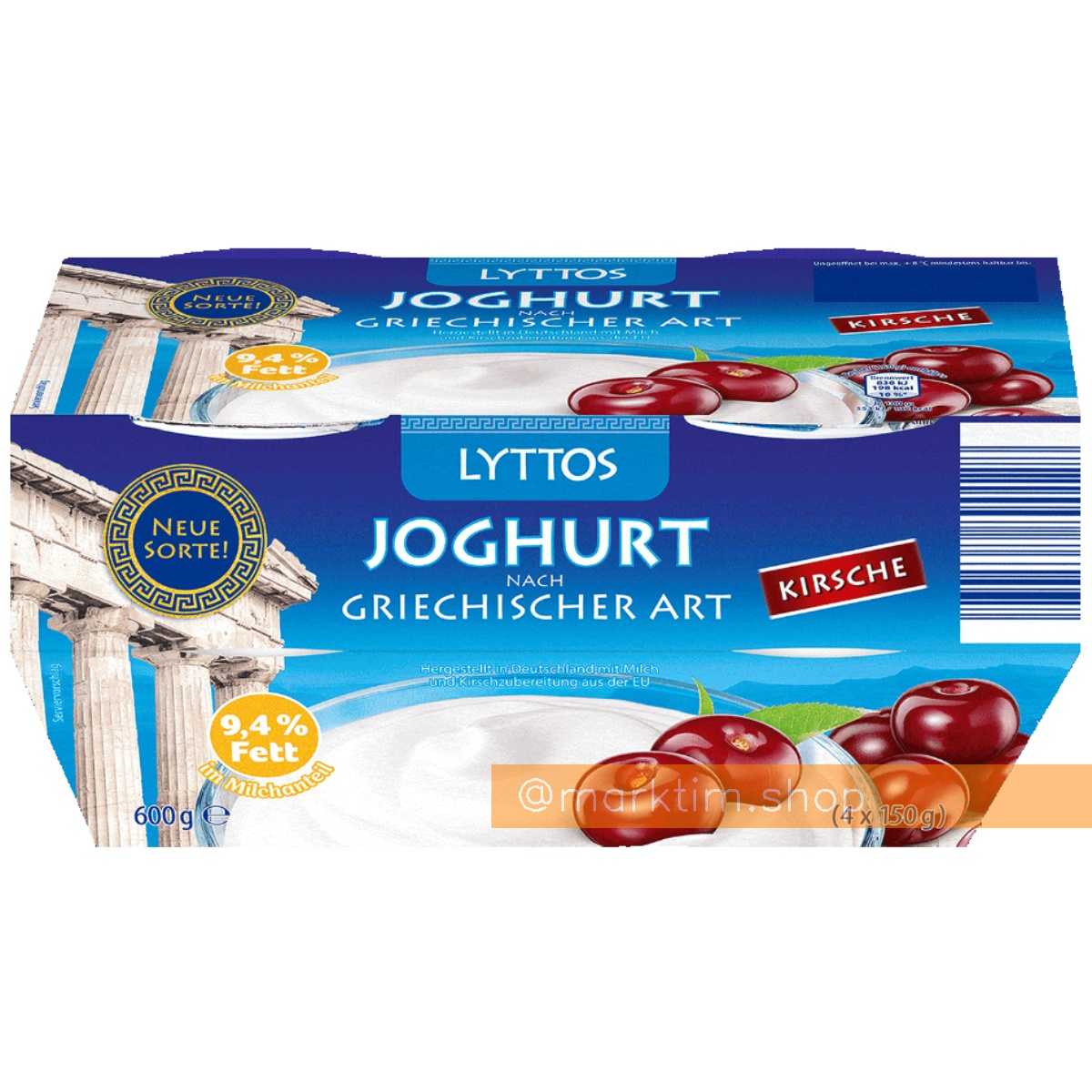 Грецький йогурт із вишнею LYTTOS (4x150 г)