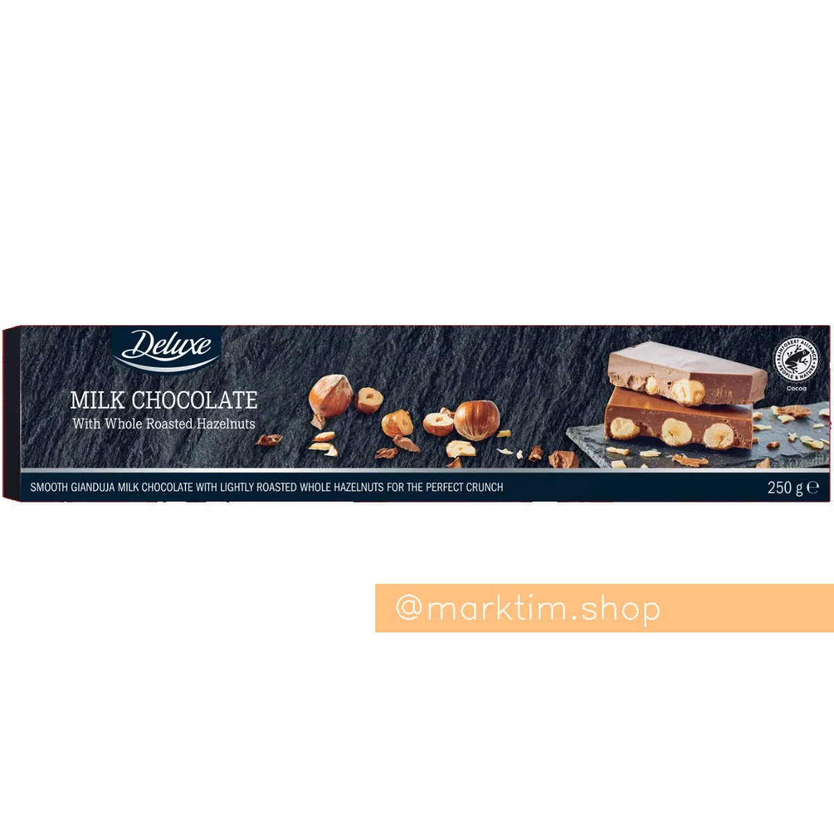 Молочный шоколад с цельным жареным фундуком DELUXE (250 г)