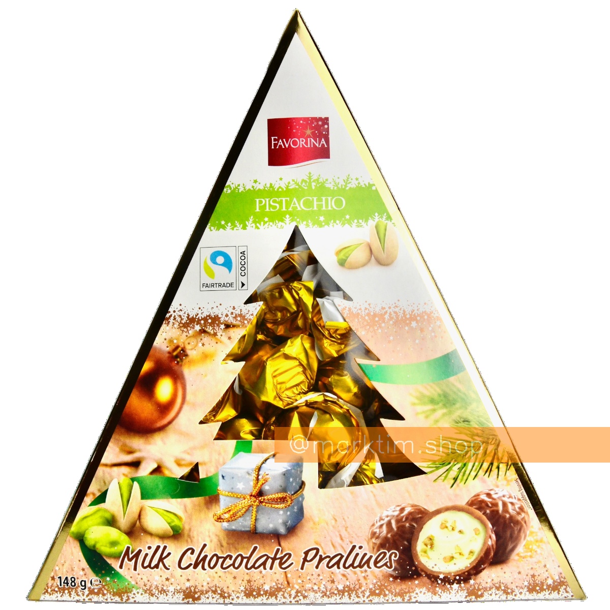 Праліне молочний шоколад із фісташкою Milk Chocolate Pralines Pistachio FAVORINA (148 г)