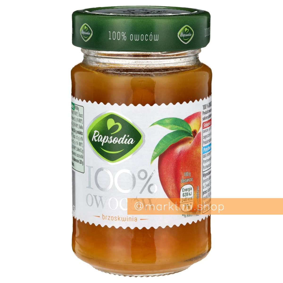 Джем персиковый без сахара натуральный 100% фруктов RAPSODIA (220 г)