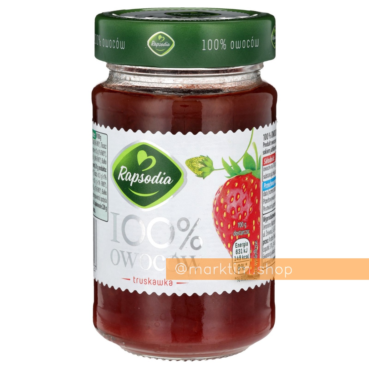 Джем клубничный без сахара натуральный 100% фруктов RAPSODIA (220 г)