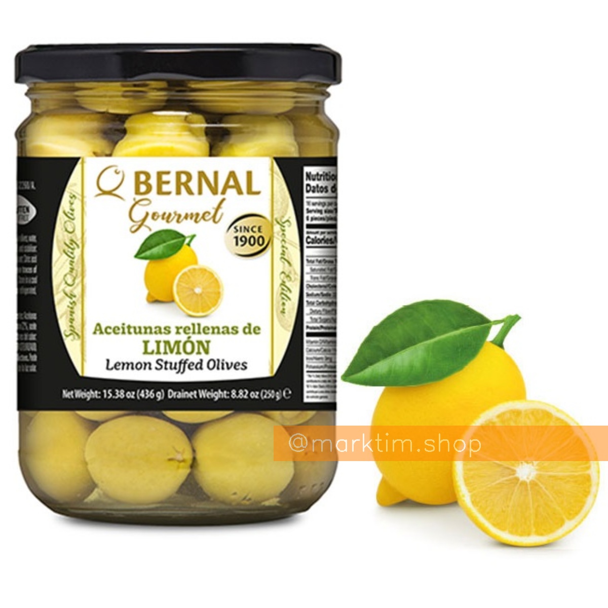 Оливки фаршированные пастой с лимона Bernal (436 г)