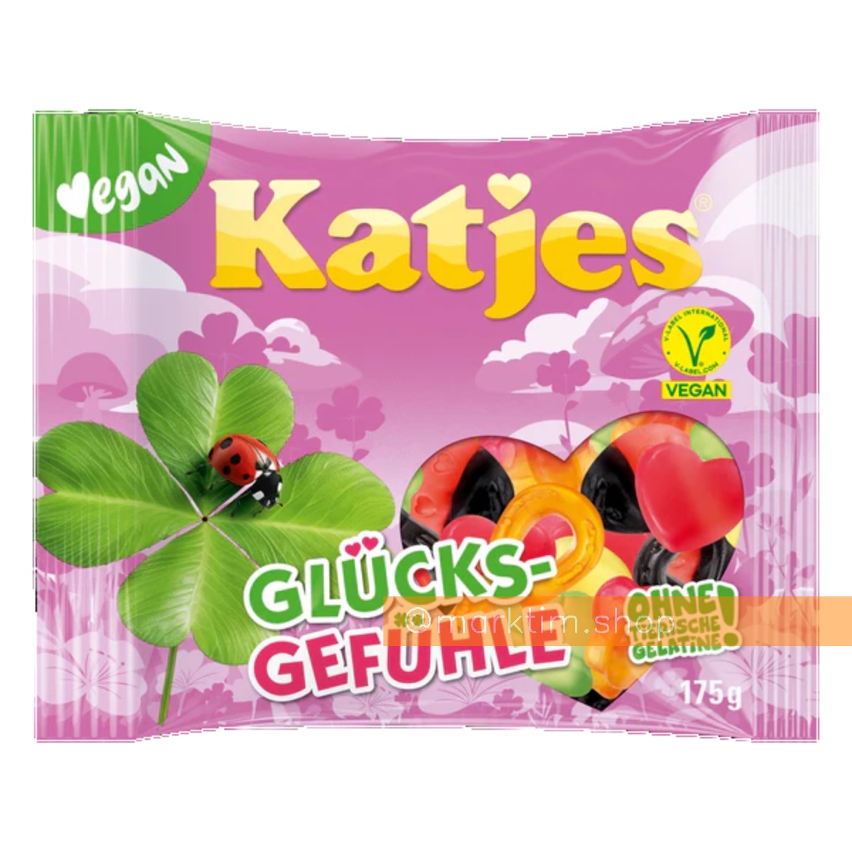 Веганские жевательные конфеты c лакрицей Удача Glücksgefühle KATJES (175 г)
