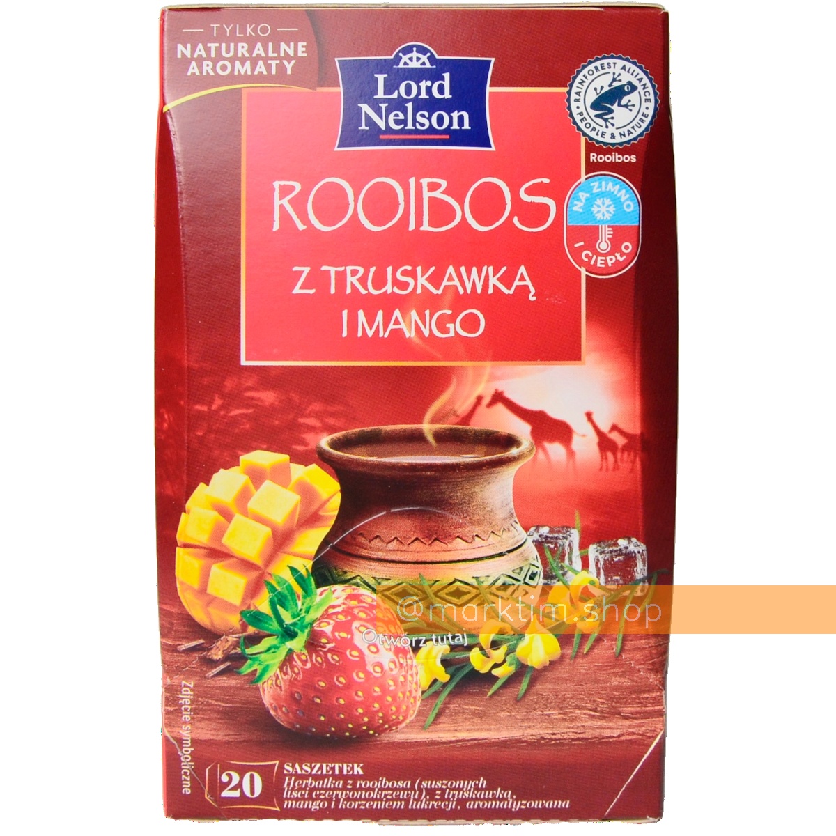 Чай Ройбос красный с клубникой и манго Rooibos в пакетиках LORD NELSON (20 шт)