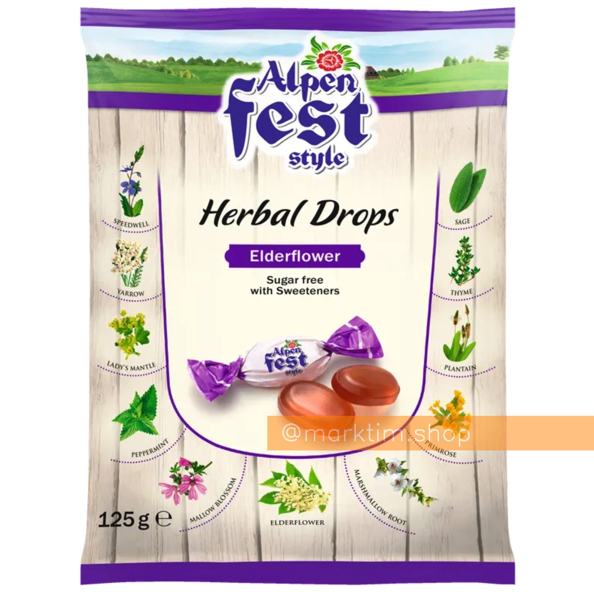 Льодяники з квітами бузини без цукру Alpen Fest (125 г)